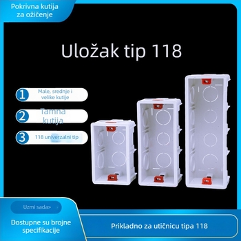 118-tip ugrađivo kućište za prekidač i utičnicu – kutija s kanalom za žice, crveno-bijela