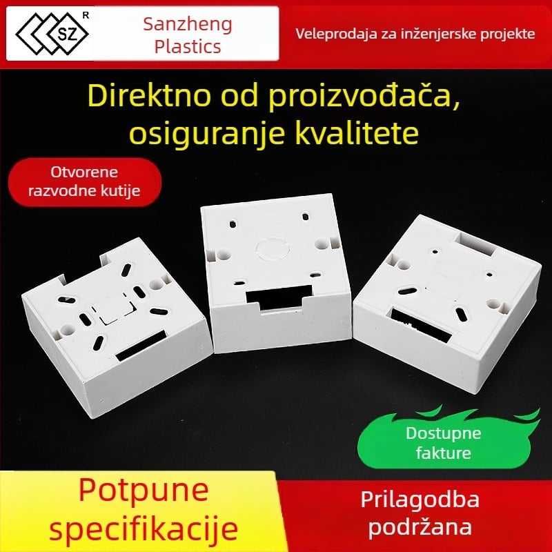 86-tip vatrootporna otvorena kutija za spojnice, PVC plastika, dodatno debela, za zidne prekidače