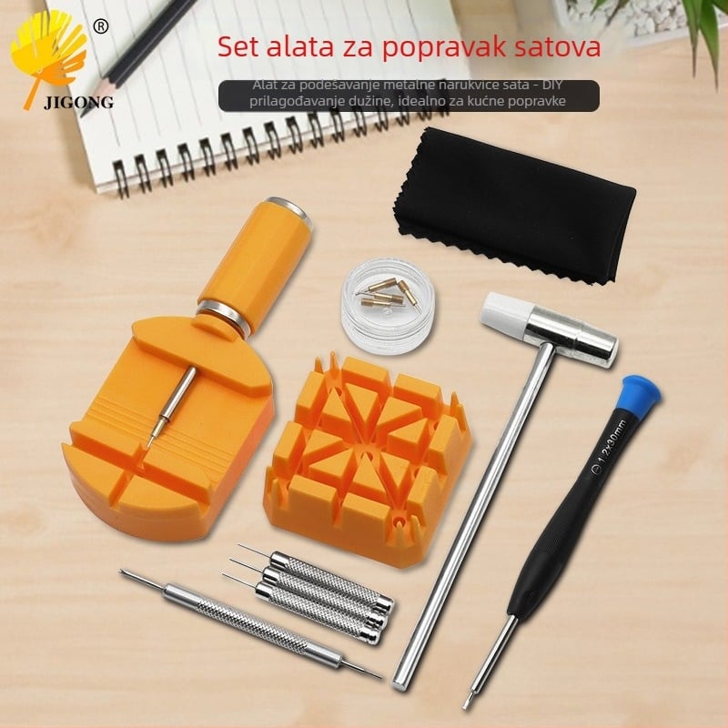 Set alata za popravak satova: otvarač kućišta, odvajač remena, podešivač remena, probijač pinova, mali čekić, nehrđajući čelik — marka Xing wei qiang