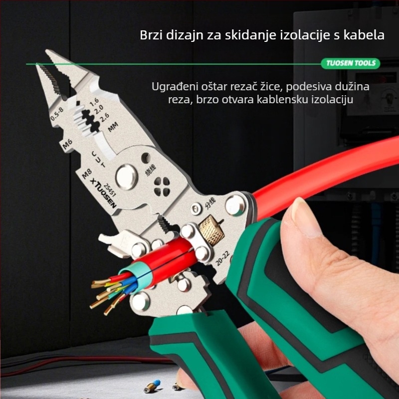 Industrijske razine višefunkcionalni električni alat za skidanje vodiča, razdjelnik i sklopiva olovka s podesivim navijanjem i velikim otvorom za rez