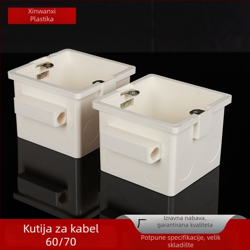 Xinwanxi Deblja predmontirana skrita kutija za kabelske vodiče, donja kutija, PVC plastična 60/70 mm