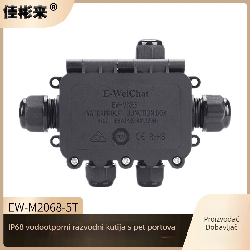 IP68 plastična vodootporna kutija za spojnice, pet-putna, s terminalom, za vanjsku rasvjetu