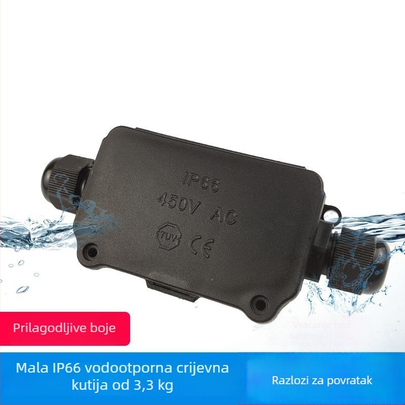YIXING IP66 vodootporna kutija za spojnice, 2-kanalna, 1-in-1-out, za vanjsku ulicnu rasvjetu kabel, UL 94-V0, CE UKCA IP66 certificirano