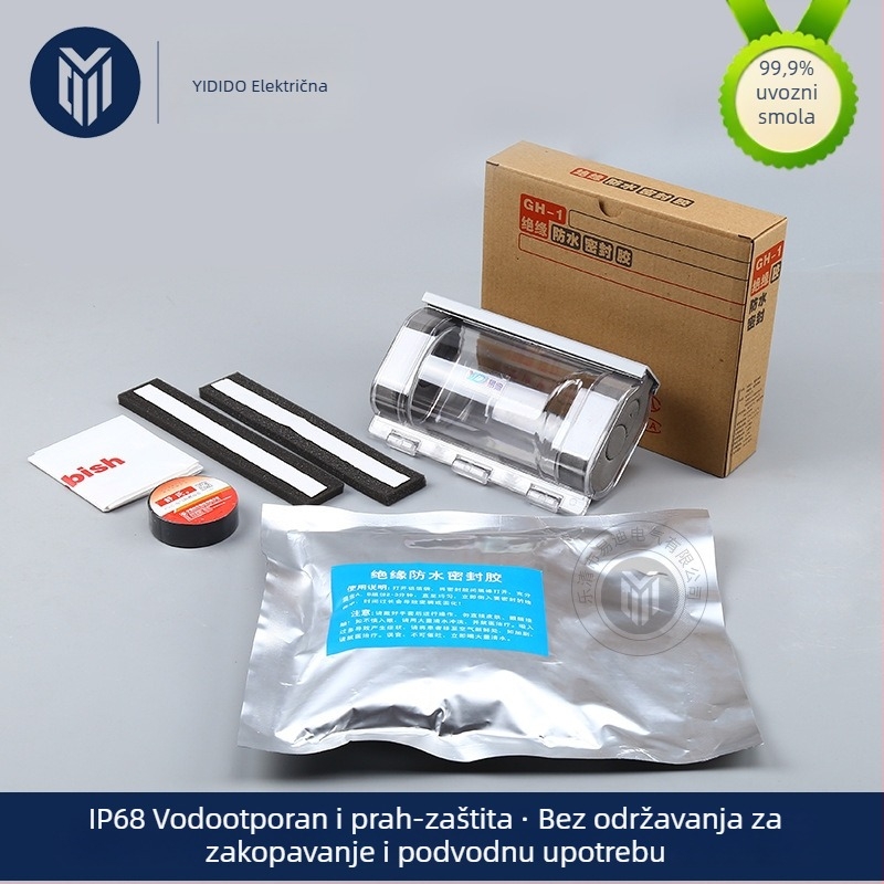 YD-F3 IP68 Vodootporna kutija za spajanje s punjenjem smolom, PC kućište, zaštita grananja i spojeva, glavni kabel Ø≤29 mm, granični kabel Ø≤22 mm