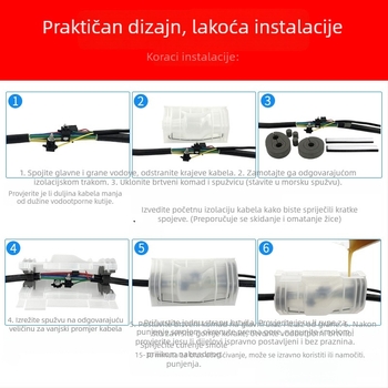 Zemljana kutija za spojeve kablova ulične rasvjete, model GNYT-M5, marka Gannan, vodootporna, ljepilo 2000 g, 1 ulaz / 2 izlaza