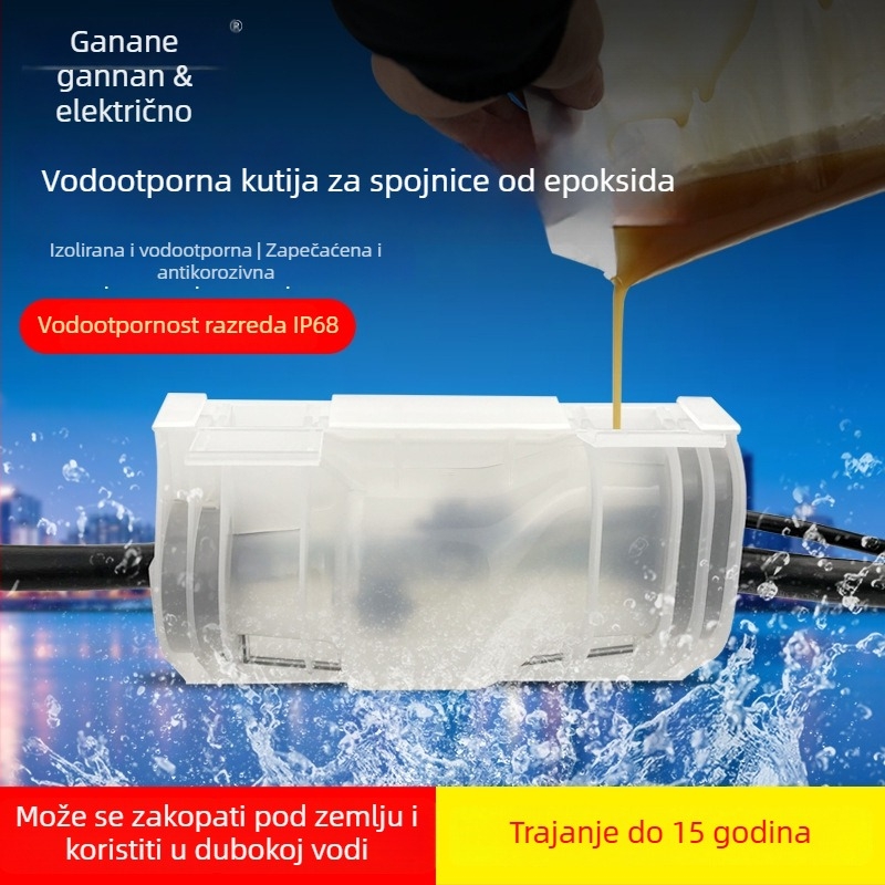Zemljana kutija za spojeve kablova ulične rasvjete, model GNYT-M5, marka Gannan, vodootporna, ljepilo 2000 g, 1 ulaz / 2 izlaza
