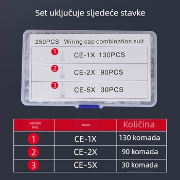 250 kom. najlonska krimp kapa za brzo spajanje terminala, zatvoren terminal LED rasvjeta