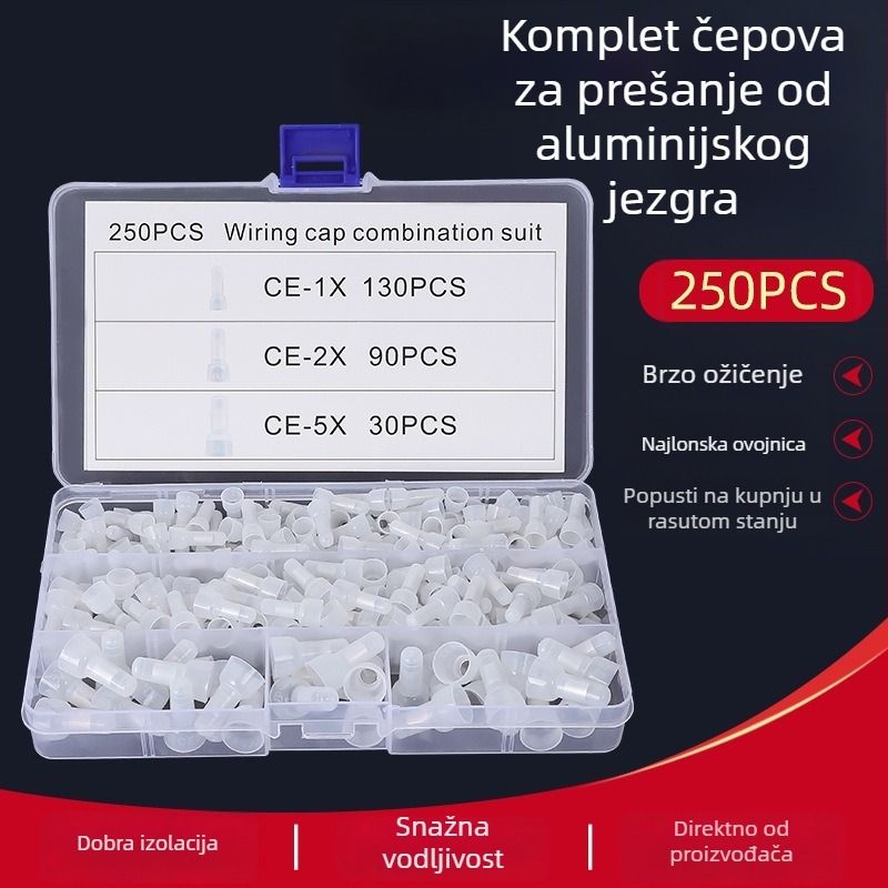 250 kom. najlonska krimp kapa za brzo spajanje terminala, zatvoren terminal LED rasvjeta