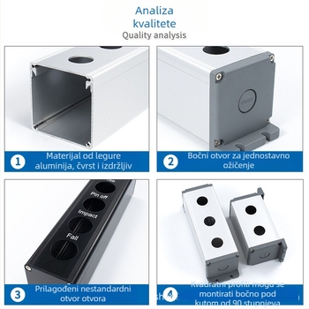 Metalna kutija od aluminijske legure za tipke, vodootporna, za tipke promjera 12/16/19/22 mm, kućište za upravljanje opremom, verzije s 1–5 rupa