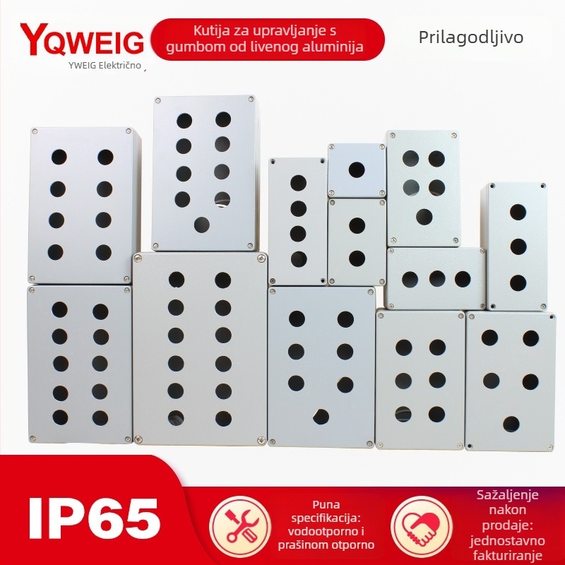 Kutija za Start/Stop gumb, vodootporna, aluminijska legura, 1/2/3 otvora, kutija za hitni prekid