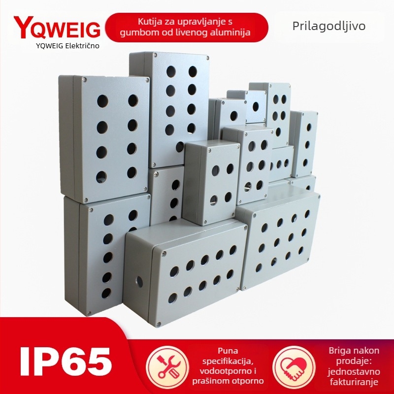 Kutija za Start/Stop gumb, vodootporna, aluminijska legura, 1/2/3 otvora, kutija za hitni prekid