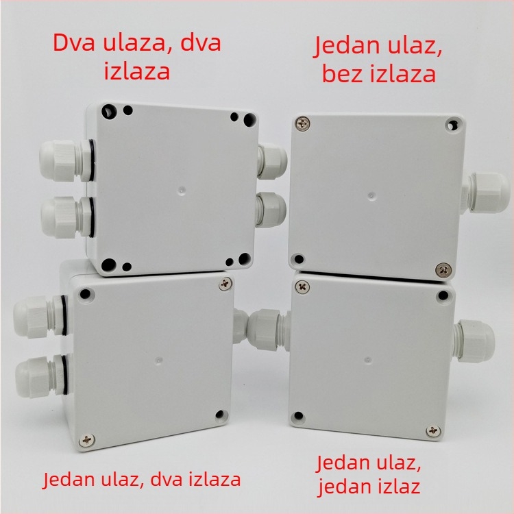 Vanjska vodootporna kutija za razdvajanje s terminalima, dimenzije 83×81×56 mm, 1 ulaz i 2 izlaza