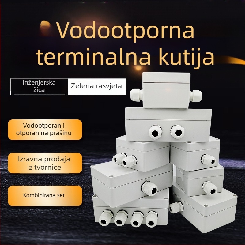 Vanjska vodootporna kutija za razdvajanje s terminalima, dimenzije 83×81×56 mm, 1 ulaz i 2 izlaza