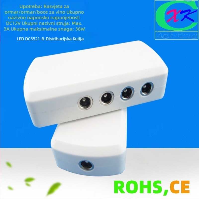 DC5521 8-portna kutija za napajanje s konektorom 2,1×5,5 mm za LED rasvjetu