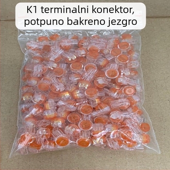 K1 cinkano bakreni telekomunikacijski terminal, jednostrani nož, ojačan, GB standard, za mrežne i telefonske kabele, 200 komada u pakiranju