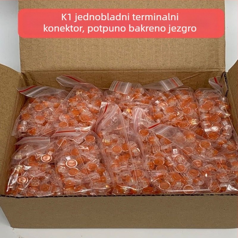 K1 cinkano bakreni telekomunikacijski terminal, jednostrani nož, ojačan, GB standard, za mrežne i telefonske kabele, 200 komada u pakiranju