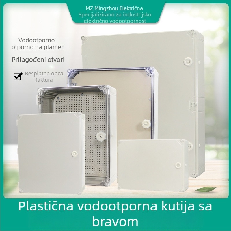 Ming Zhou unutarnja i vanjska plastična vodootporna kutija sa zaključavajućim šarkama, razvodna i upravljačka kutija, otporna na vatru i koroziju