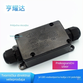 IP65 vodootporna kutija za spojeve s crnim plastičnim terminalima na obje strane, vanjsko podzemno osvjetljenje, razvodna kutija s jednim ulazom i jednim izlazom