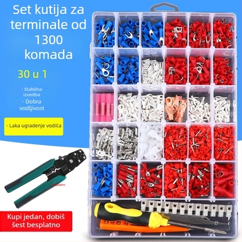 Hladno presovani žični terminal blok s bakrenim butt konektorima, 30-u-1 kombinirana kutija, 1300 polova