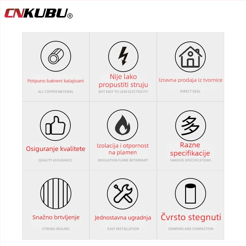 Set od 200 komada RV-tipa terminala za hladno presovanje s prethodno izoliranim završecima vodova