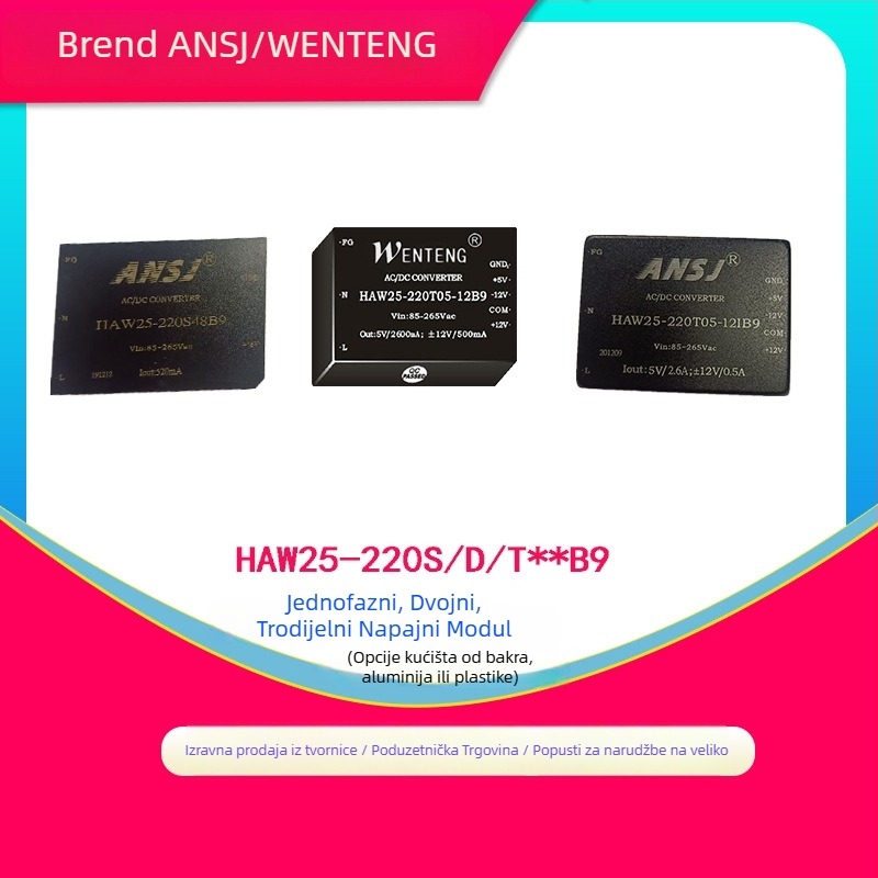 ANSJ Napajavni modul HAW25-220S05/12/15/24/48B - Ulaz 220V, Izlazi 3.3V/5V/24V