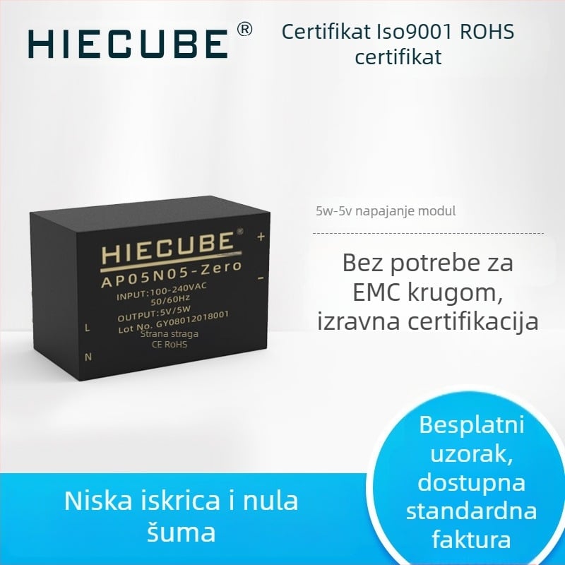 High Energy Cube 5W AC-DC modul napajanja, ulaz 220V, izlaz 5V1A, izolirani regulator, CE certificiran (AP05N05-Zero)