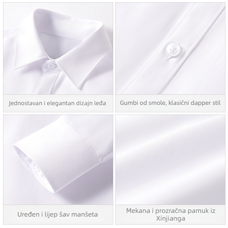Dječja košulja - unisex, ovratnik odijelo, kratki rukavi, jednobojna tkanina, poliester, 60% poliester; za djecu iznad 140 cm (iznad 8 godina); proljeće 2025