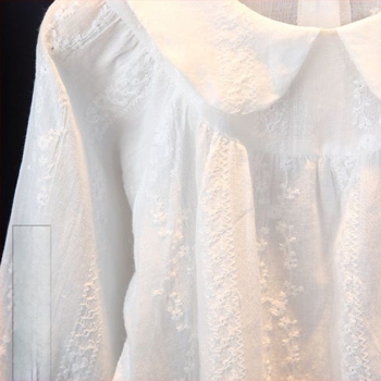 Dječja jesenska bijela bluza s čipkom, dugi rukavi, stil princeze, široki kroj od pamuka