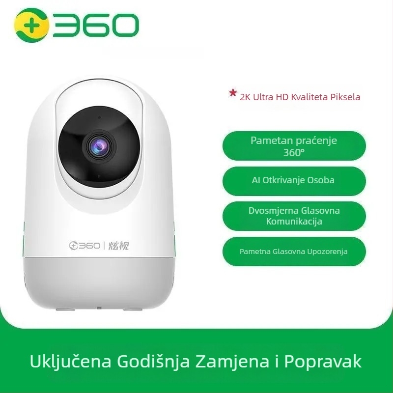 360° unutarnja kamera za nadzor s rotacijom i nagibom, 1080p, 4 mm širokokutna, Wi‑Fi, daljinski pregled
