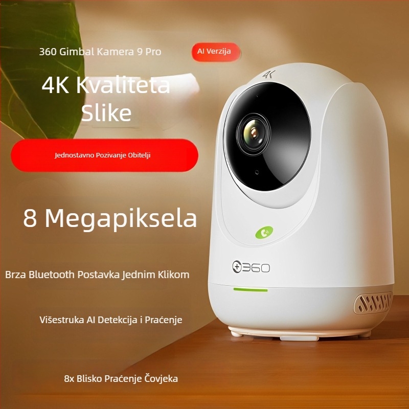 360° unutarnja kamera za nadzor s rotacijom i nagibom, 1080p, 4 mm širokokutna, Wi‑Fi, daljinski pregled