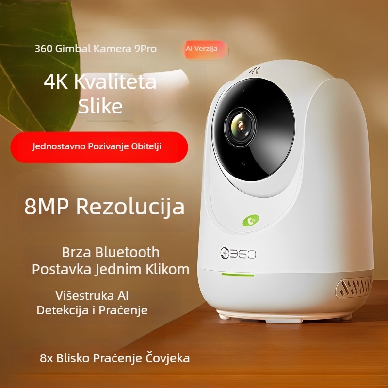 360° unutarnja kamera za nadzor s rotacijom i nagibom, 1080p, 4 mm širokokutna, Wi‑Fi, daljinski pregled
