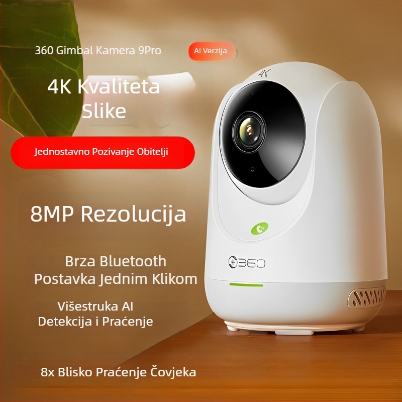 360° unutarnja kamera za nadzor s rotacijom i nagibom, 1080p, 4 mm širokokutna, Wi‑Fi, daljinski pregled