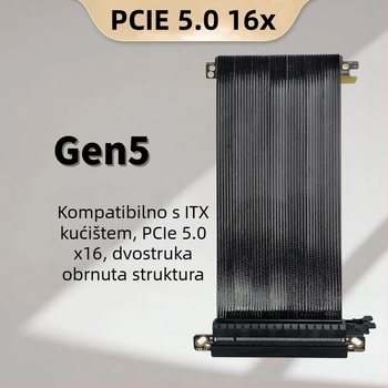 PCIe 5.0 x16 kabel za proširenje GPU-a za ITX kućište – adaptor, Gen5, 20 cm