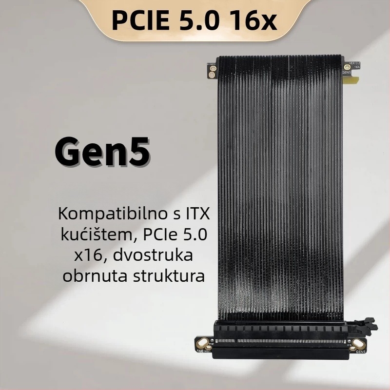 PCIe 5.0 x16 kabel za proširenje GPU-a za ITX kućište – adaptor, Gen5, 20 cm