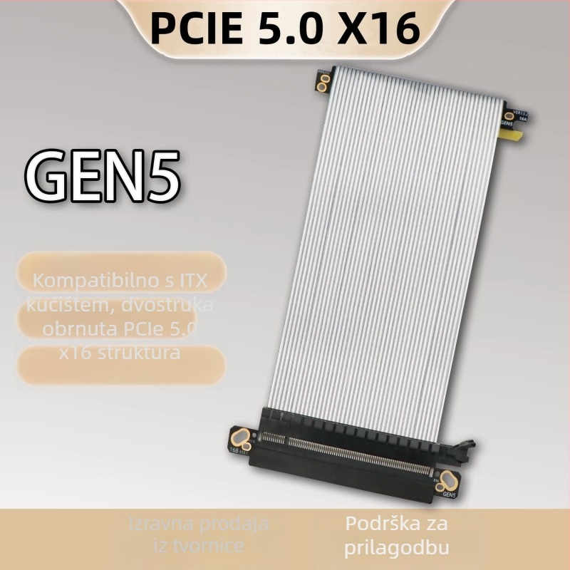 PCIe 5.0 x16 kabel za proširenje GPU-a za ITX kućište – adaptor, Gen5, 20 cm