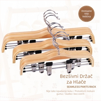 Drvene vješalice za hlače s klipsama, moderni minimalistički dizajn (Materijal: Drvo; Marka: Drugo; Stil: Moderna jednostavnost; Bez logotipa)
