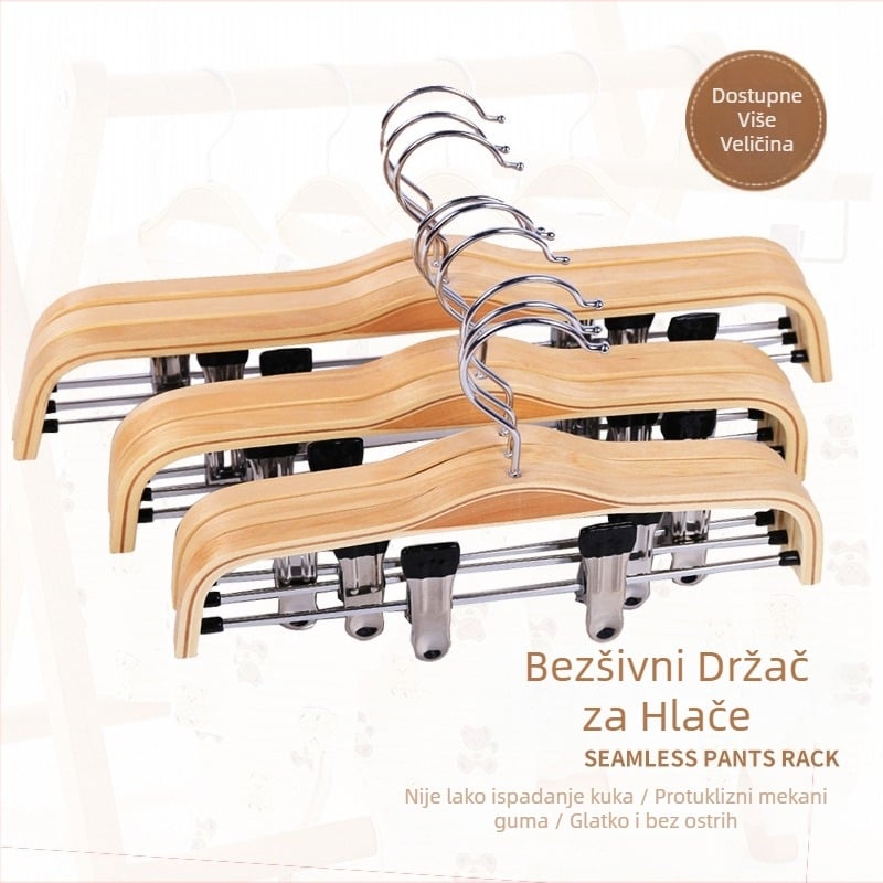 Drvene vješalice za hlače s klipsama, moderni minimalistički dizajn (Materijal: Drvo; Marka: Drugo; Stil: Moderna jednostavnost; Bez logotipa)