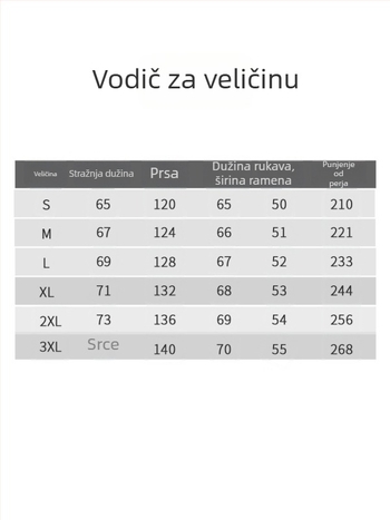 Muška down jakna s stojećim ovratnikom, debeli kroj, jednostavan uzorak, punilo od kačjeg perja, 210–268 g