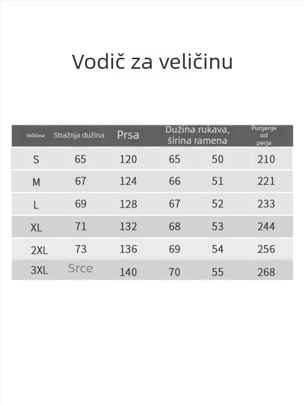 Muška down jakna s stojećim ovratnikom, debeli kroj, jednostavan uzorak, punilo od kačjeg perja, 210–268 g