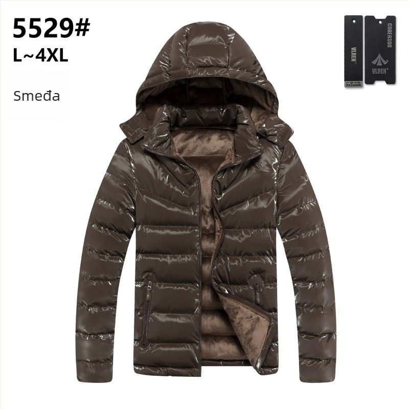 Muška jakna s poliesterskim punilom, kapuljom, sportski stil, uski kroj, zatvarač
