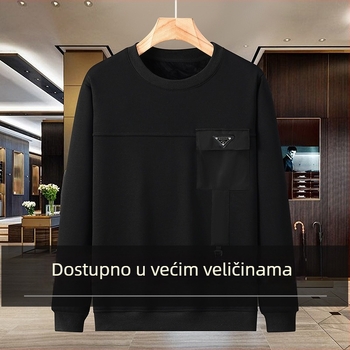 Muška dukserica s flisom, debela, slobodnog kroja, dugi rukavi, plus size, jesen-zima