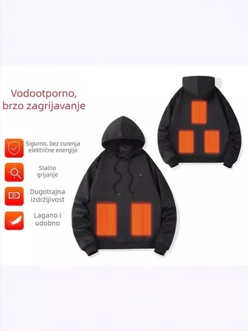Dukserica s kapuljačom na USB napajanje, poliester flekse 91–95%, U-izrez (Zimsko izdanje 2024; dugi rukavi)