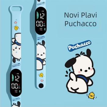 Elektronički sat s crtićem Pacha Dog, za učenike, LED zaslon, silikon remen, pravokutni brojčanik, vodootporan do 10 m