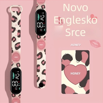 Elektronički sat s crtićem Pacha Dog, za učenike, LED zaslon, silikon remen, pravokutni brojčanik, vodootporan do 10 m