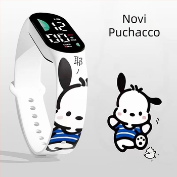 Elektronički sat s crtićem Pacha Dog, za učenike, LED zaslon, silikon remen, pravokutni brojčanik, vodootporan do 10 m