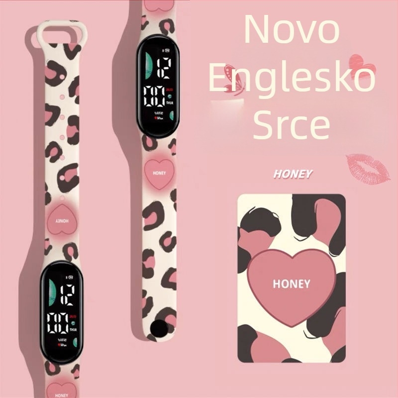 Elektronički sat s crtićem Pacha Dog, za učenike, LED zaslon, silikon remen, pravokutni brojčanik, vodootporan do 10 m