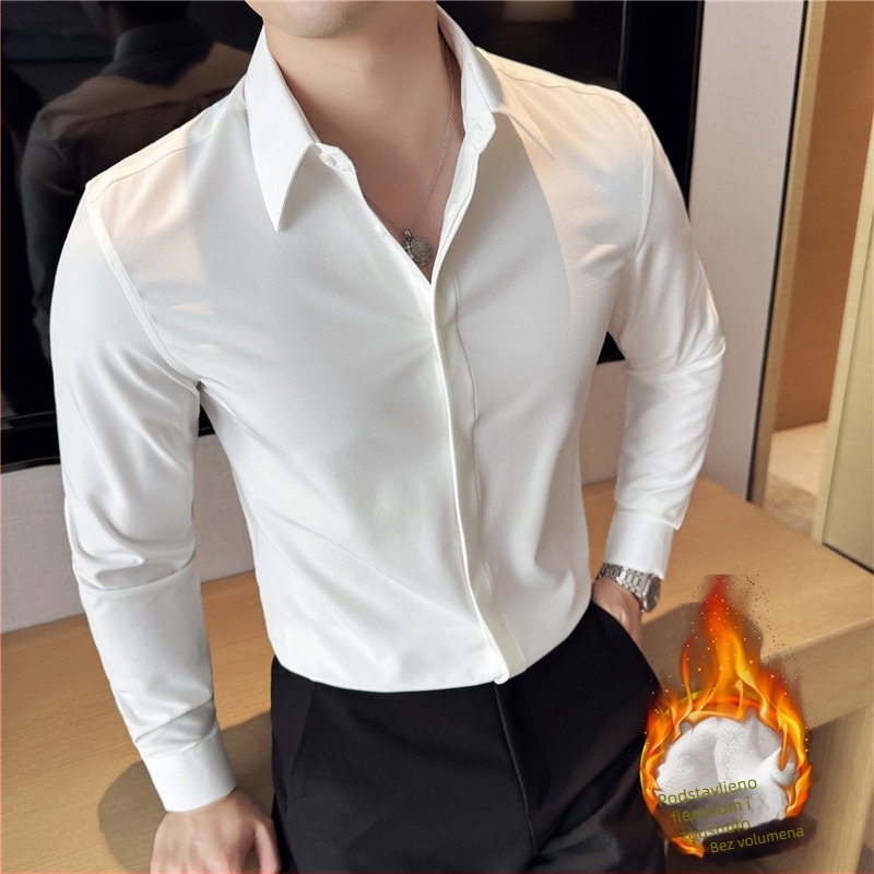 Košulja Slim-Fit, s flis podstavom, dugi rukavi, šiljasti ovratnik