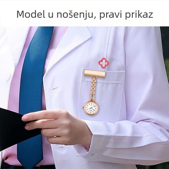 Zdravstvena sestrinska džepna sat s graviranjem, kvarcni mehanizam, vodootporan do 10 m, metalno kućište i remen