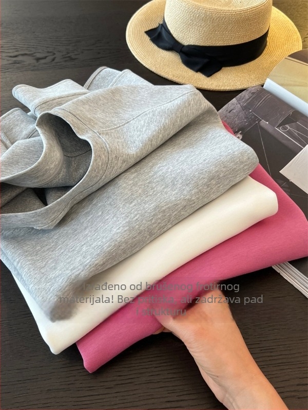 Ženski sweatshirt-pulover s dugim raglan rukavima, okrugli izrez, duljina 50–65 cm