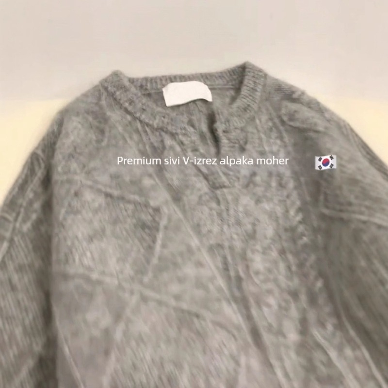 Ženski ultra-tanki pulover od kože koze, pleteni, dugi rukavi, gradski stil, visok struk